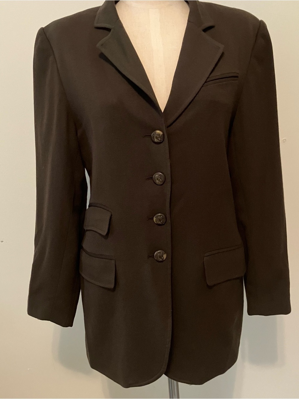 VTG Women’s Wool Riding Blazer Jacket Green 8 Equestrian Old Money Button Lined